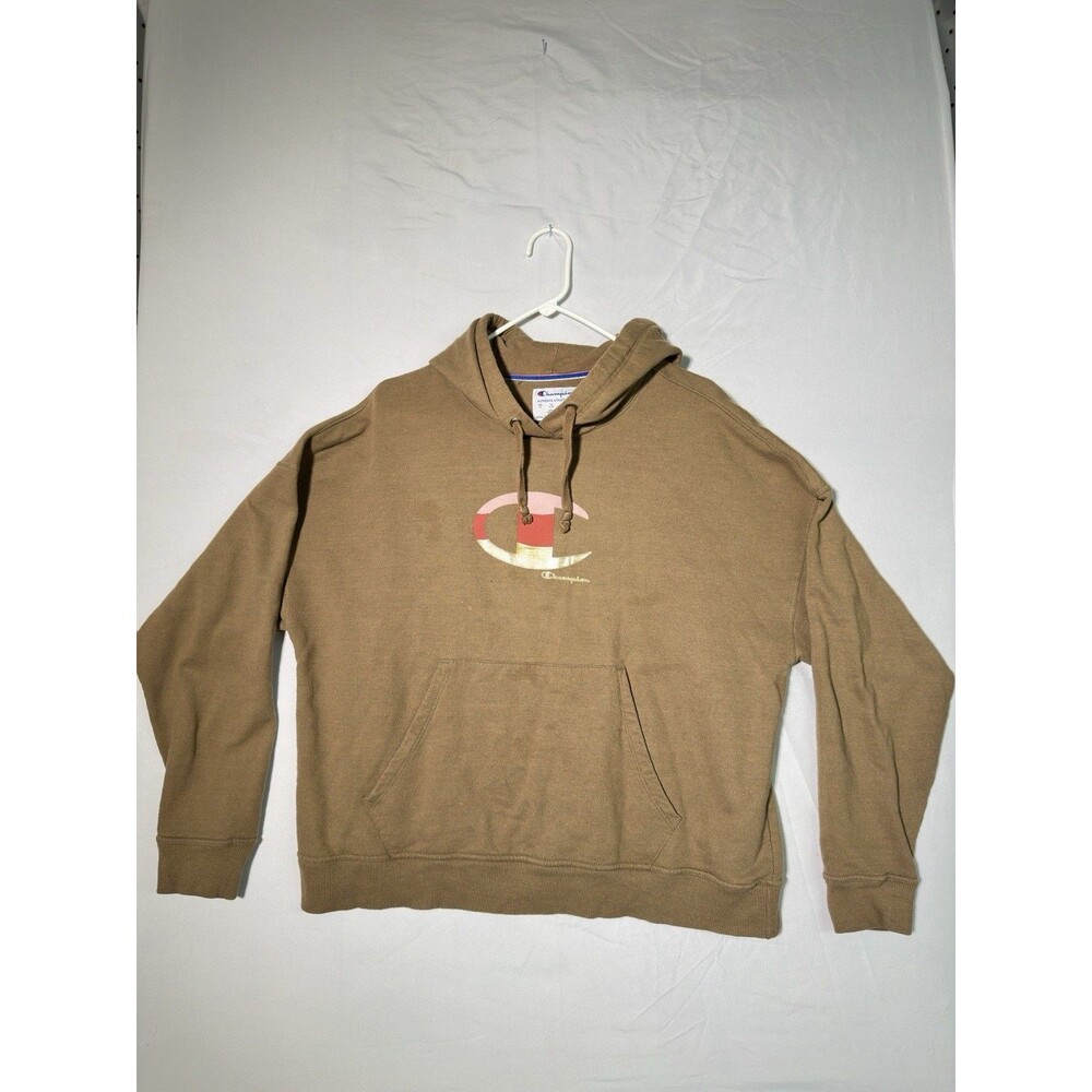 Champion Brown Pullover Hoodie Sweatshirt Size XL Cotton Blend Women